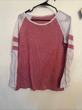 Women's Long-Sleeve Raglan Tee in Dusty Rose and White